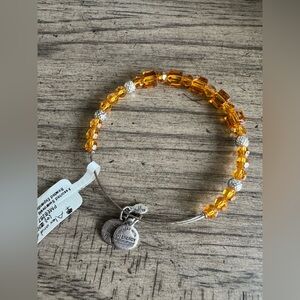 NEW with Dustbag ALEX AND ANI Beaded Charm Bangle Bracelet NWT Amber Swarovski